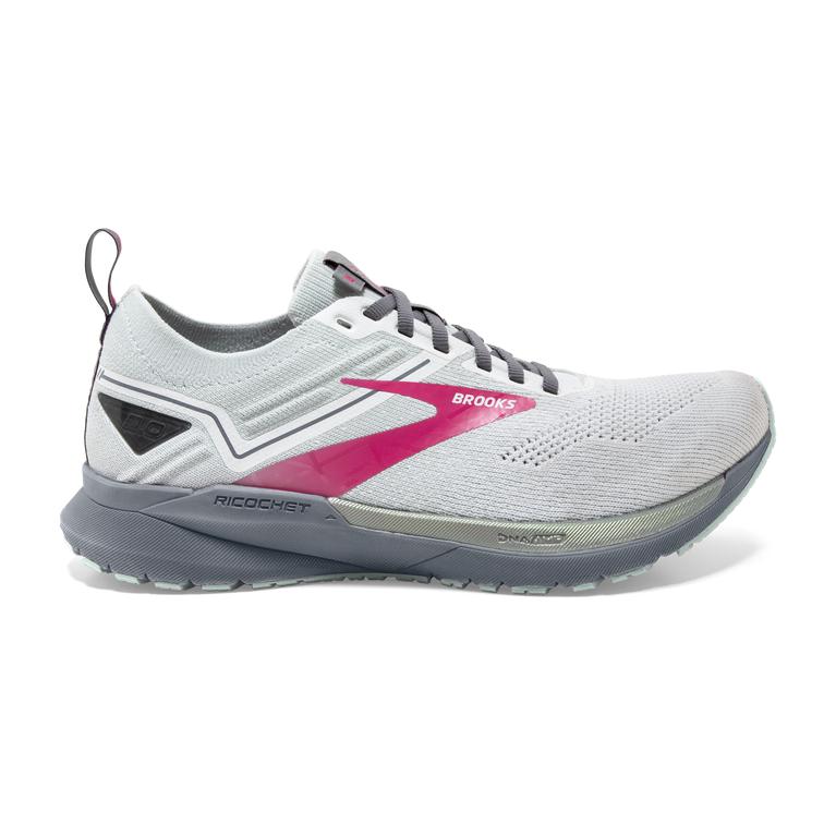 Brooks Ricochet 3 - Womens Lightweight Road Running Shoes - White/Ice Flow/Pink (47693TPCR)